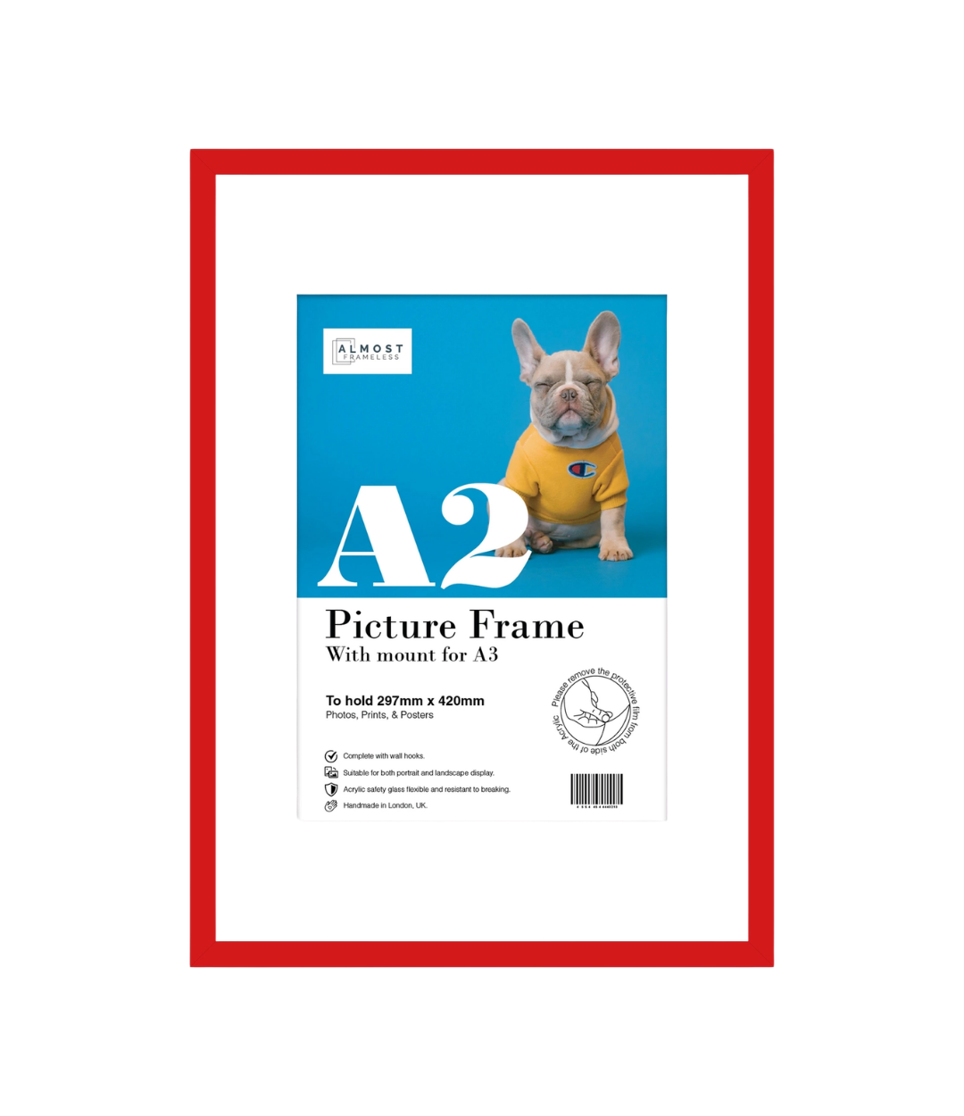 A2 Picture Frame With mount for A3 - Red