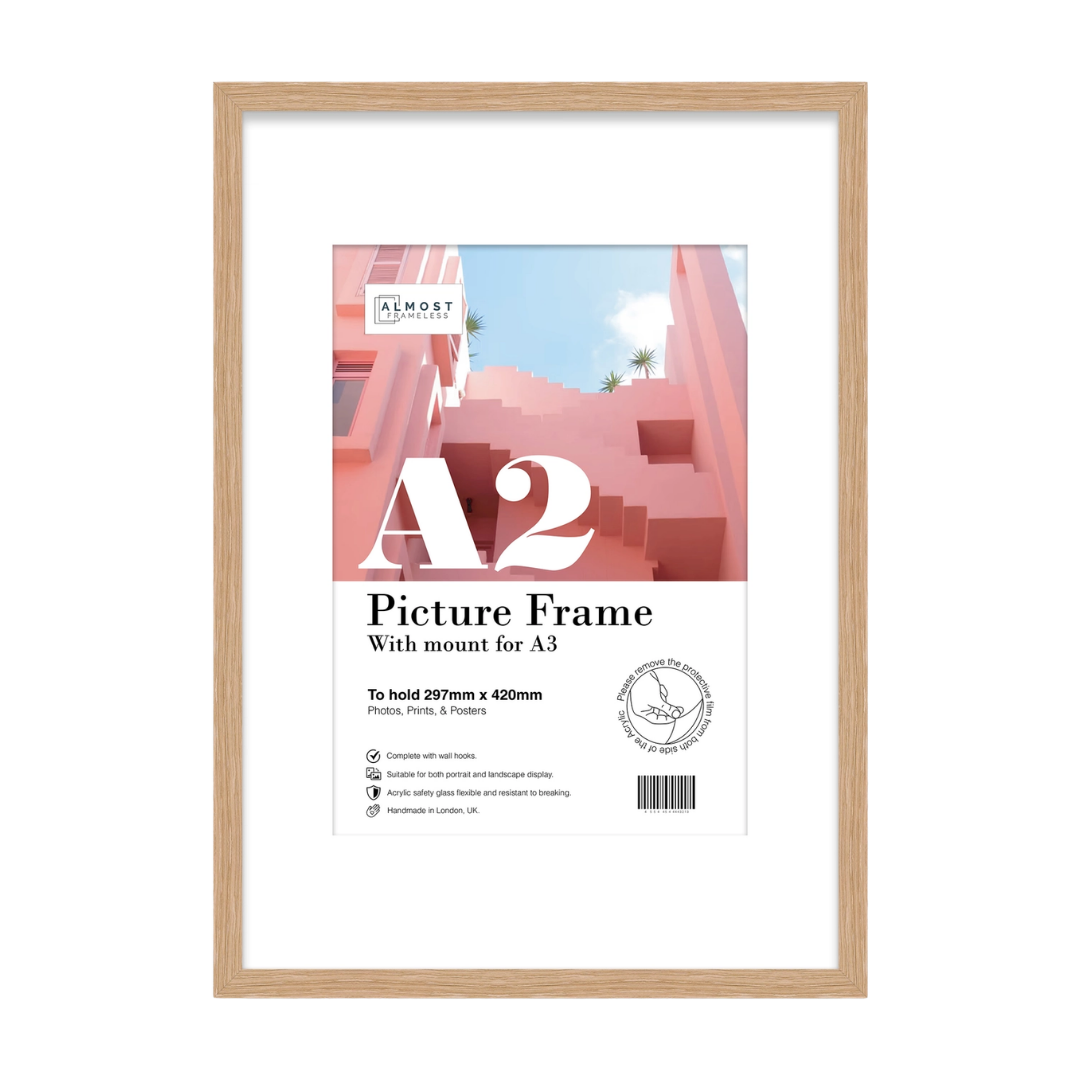 A2 Picture Frame With mount for A3 - Oak