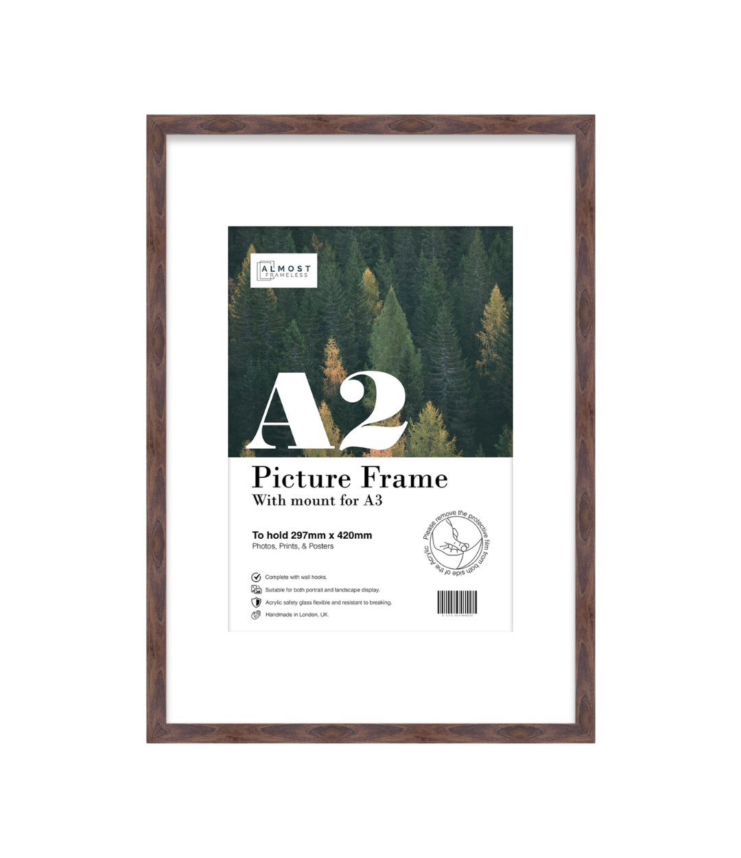 A2 Picture Frame With mount for A3 - Walnut