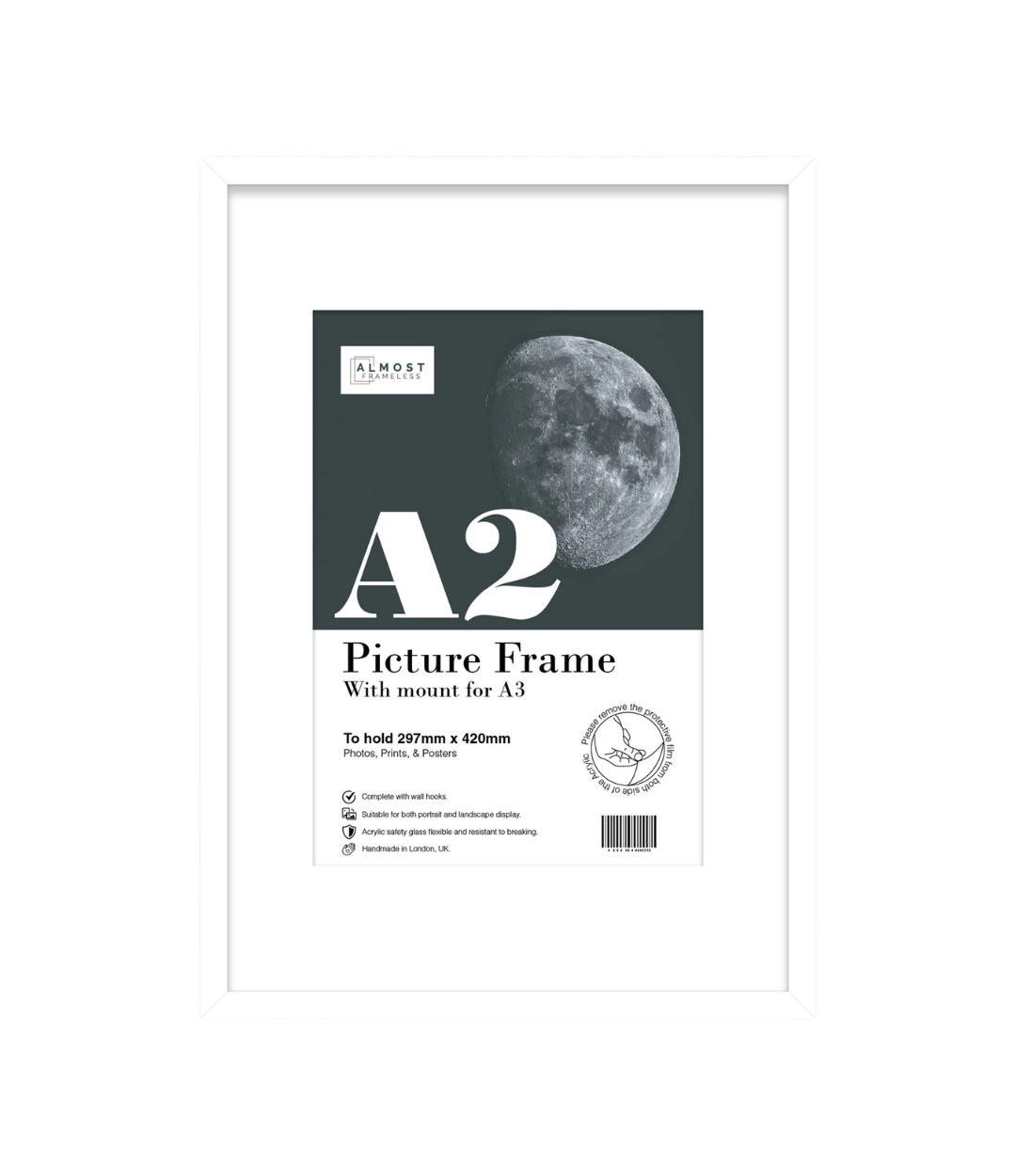 A2 Picture Frame With mount for A3 - White