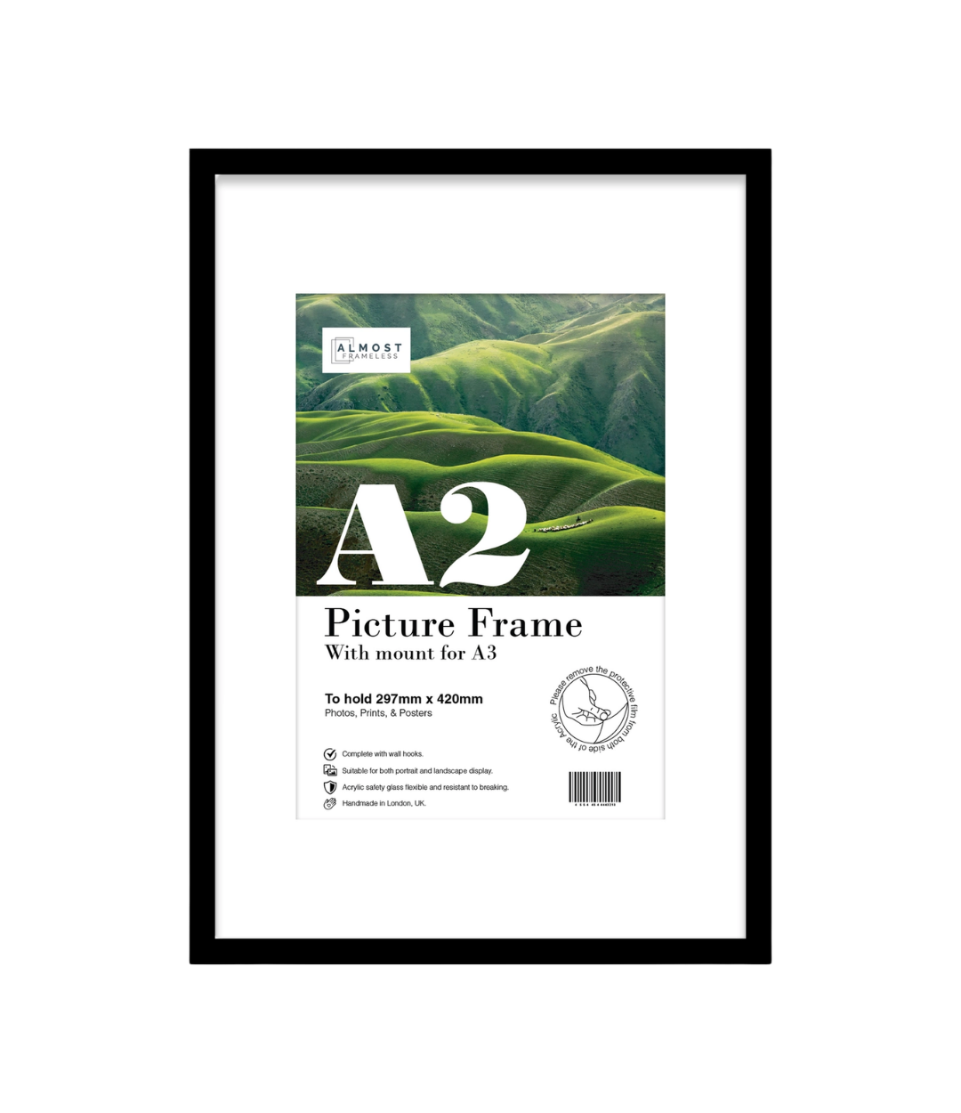 A2 Picture Frame With mount for A3 - Black
