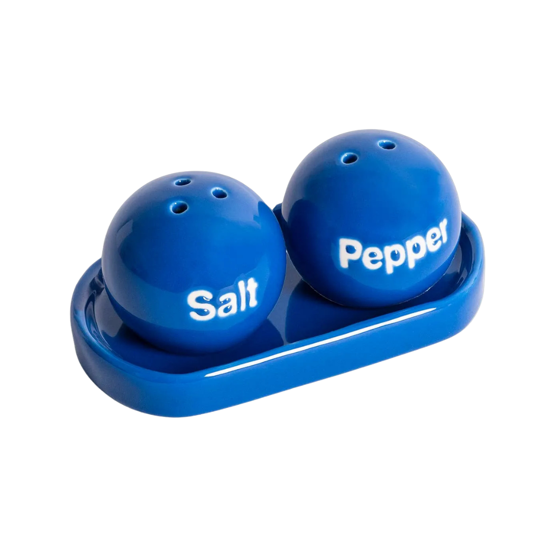 Blue Salt & Pepper Set on Tray
