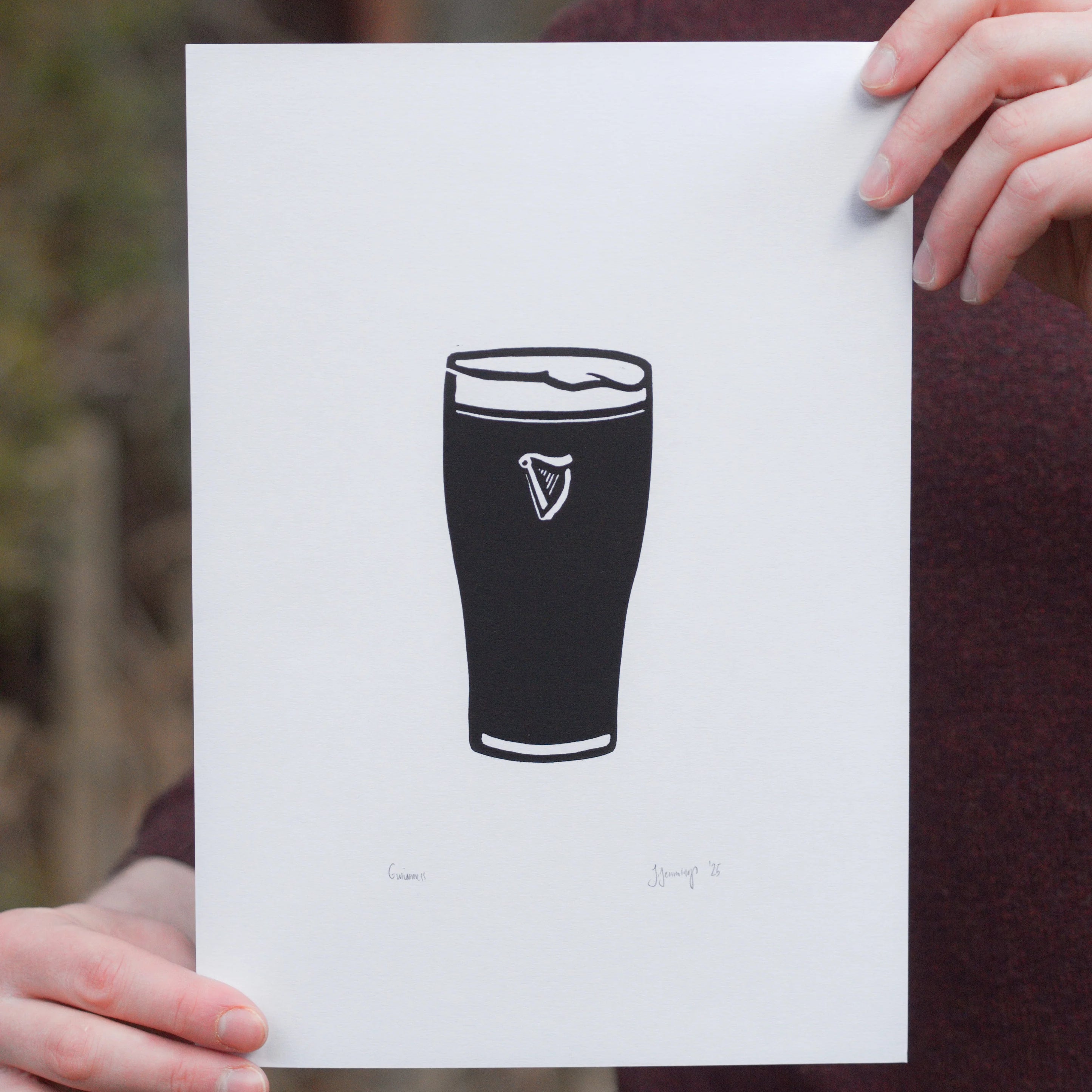 Guinness Linocut Print
