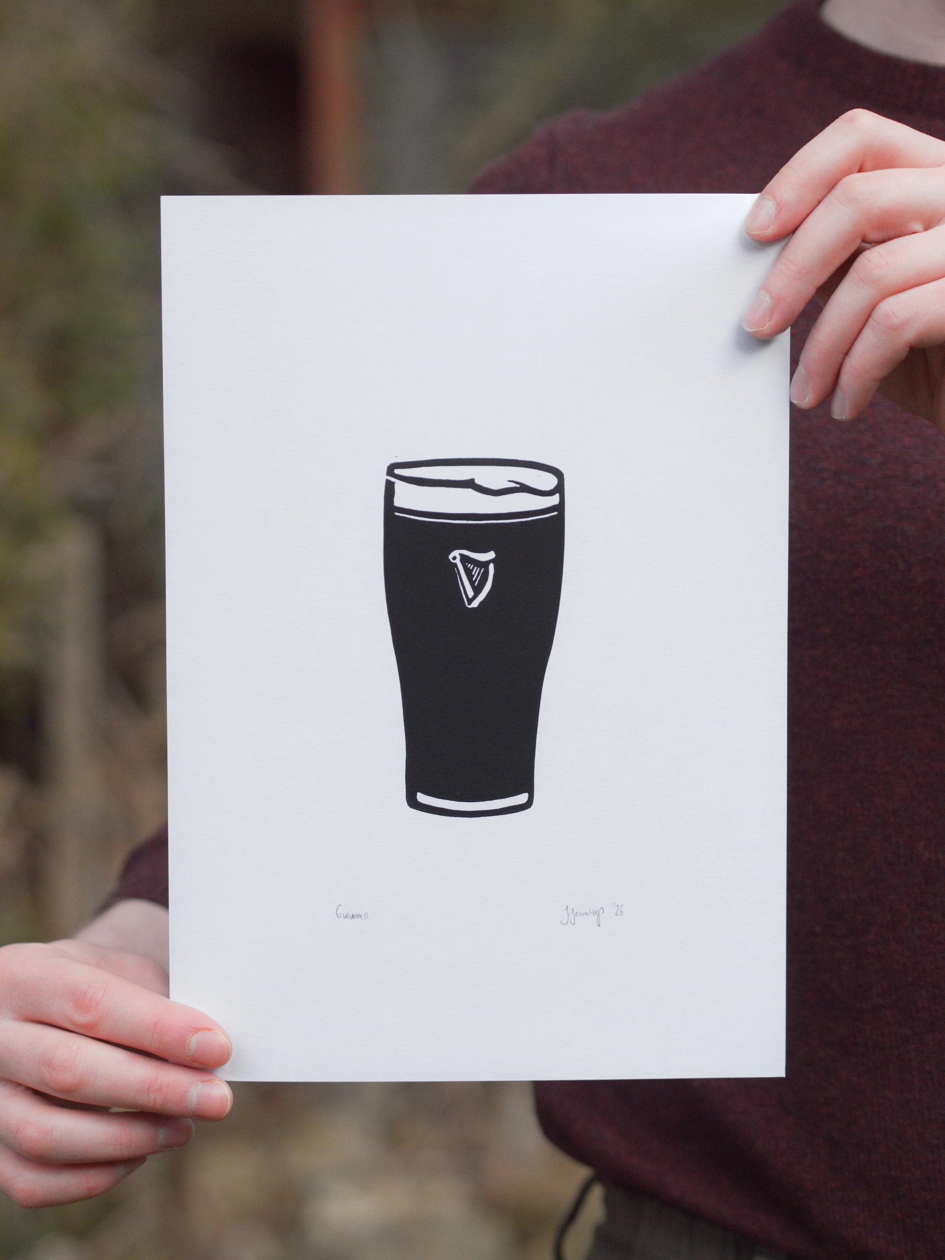 Guinness Linocut Print