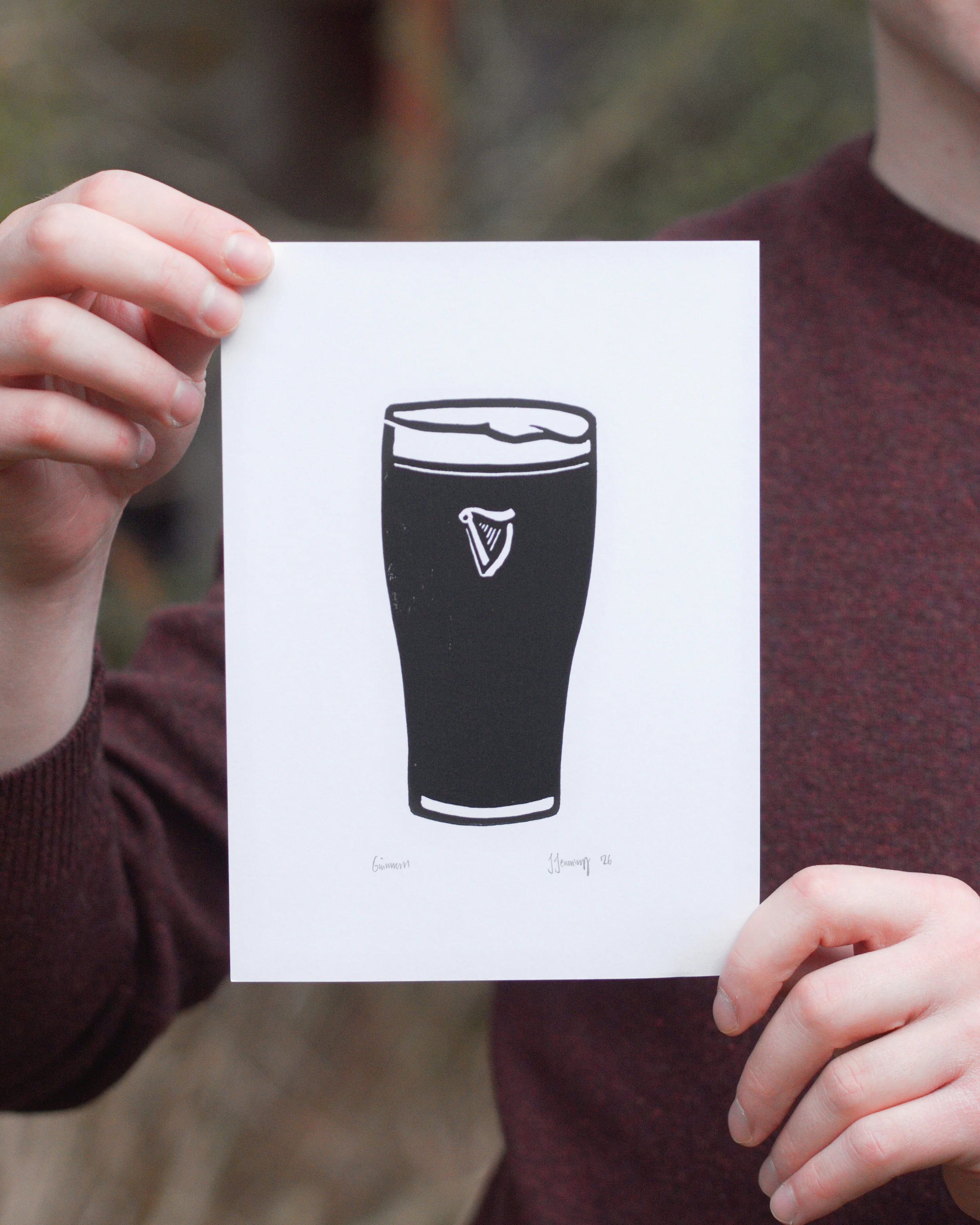 Guinness Linocut Print