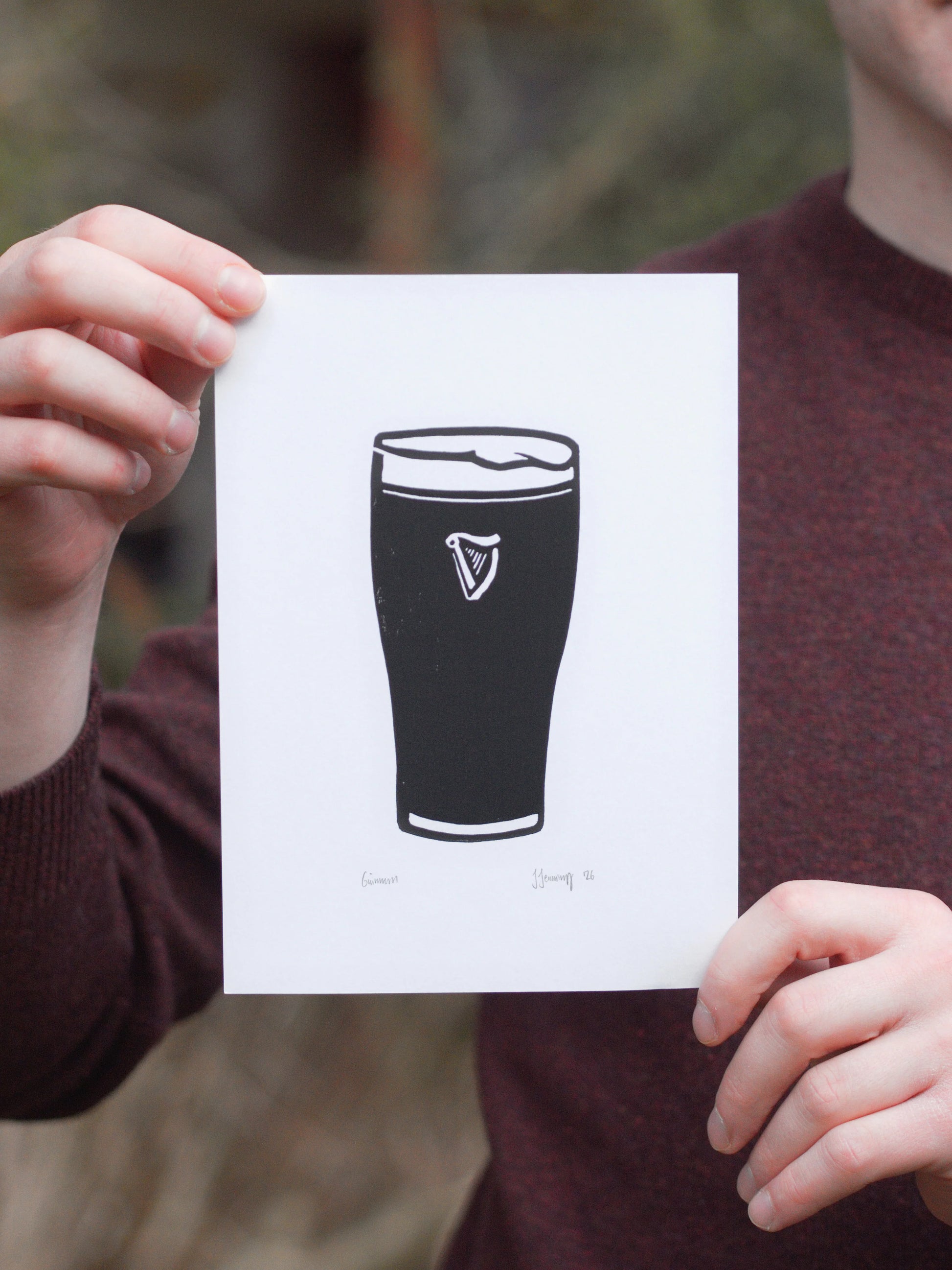 Guinness Linocut Print