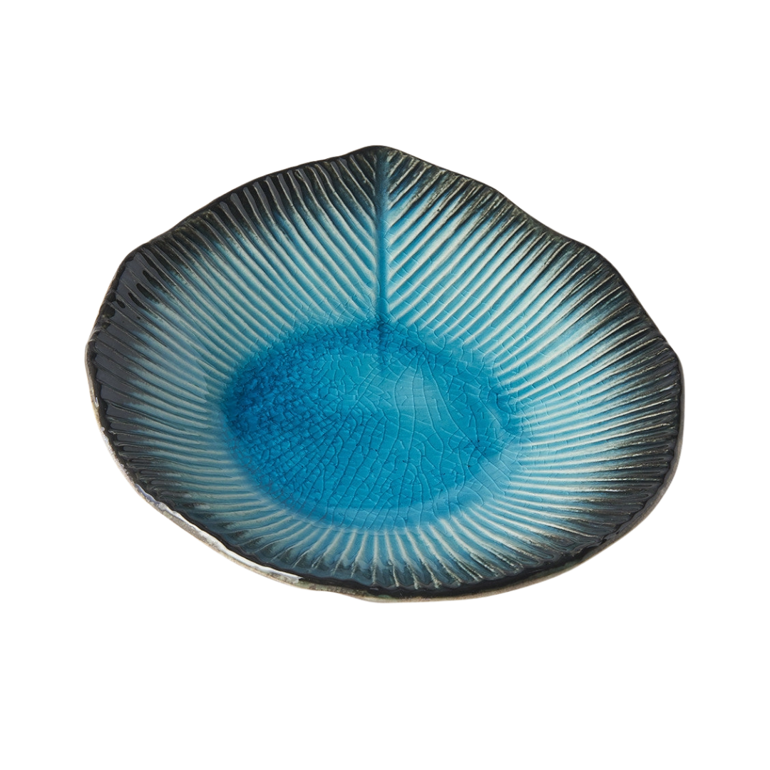 Sky Blue Ridged Plate, 16cm