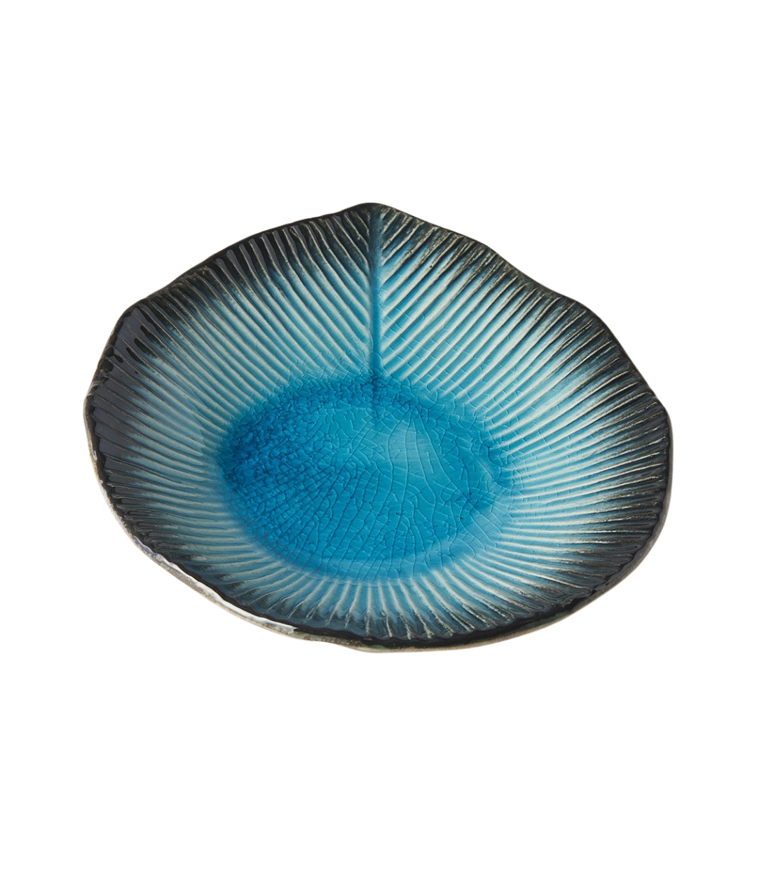 Sky Blue Ridged Plate, 16cm
