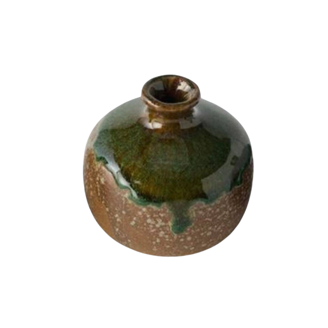 Round Green Drip Bud Vase