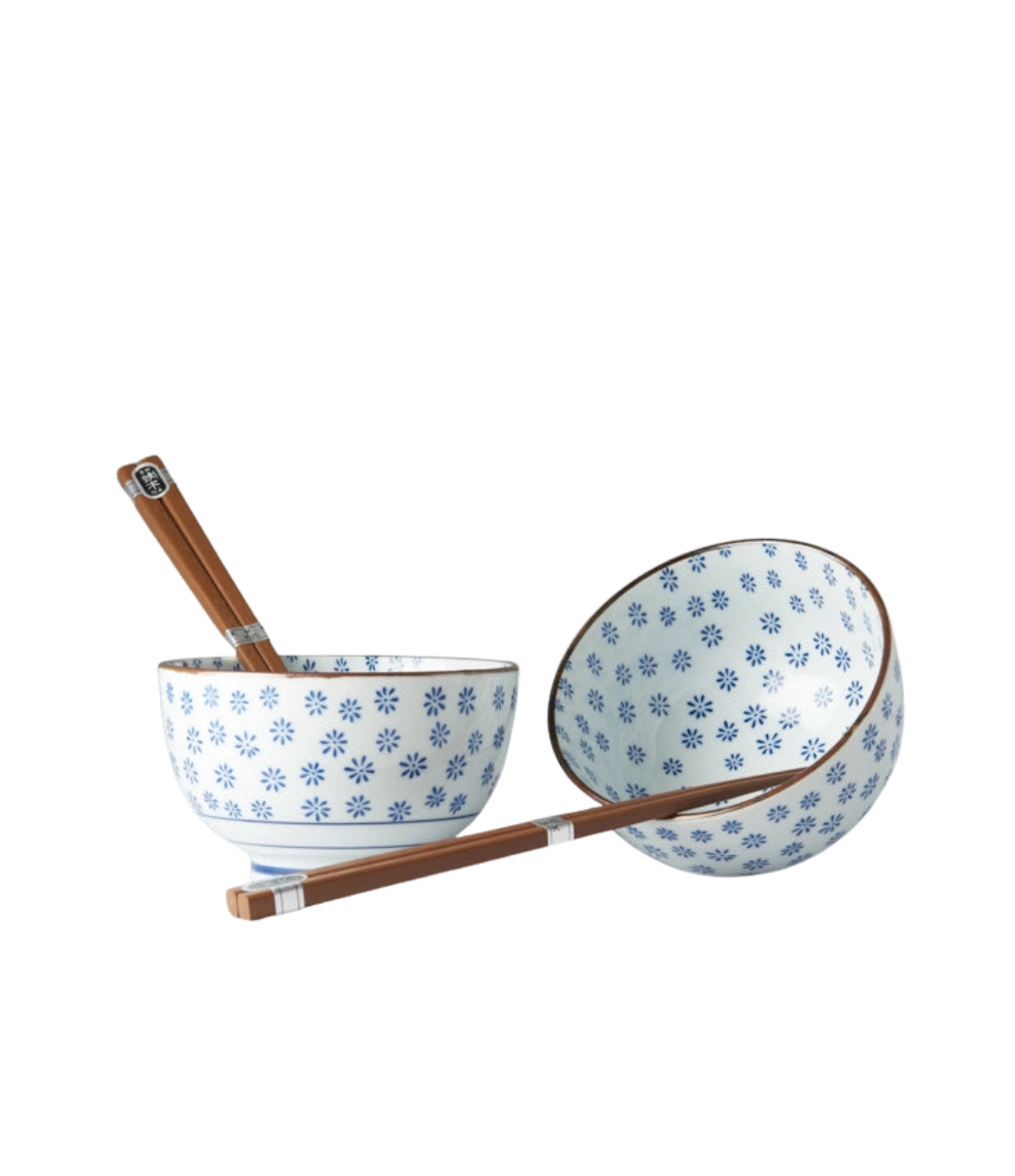 White With Blue Snowflake Bowls - 2 Piece Set