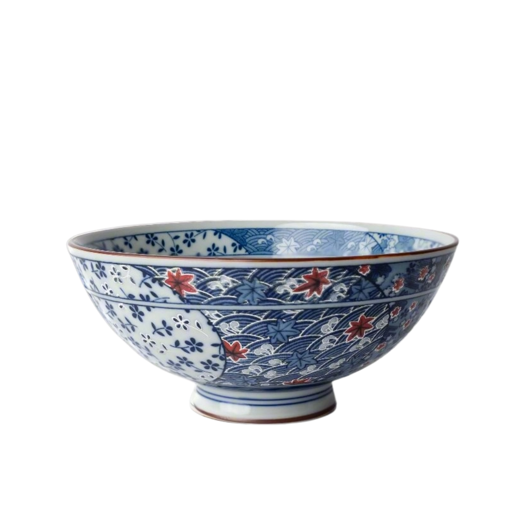 Rice Bowl Small Red Floral Design, 14cm