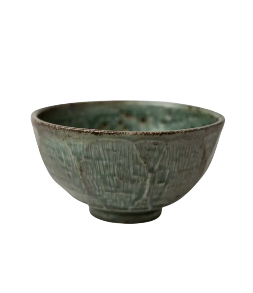 Etched Angled Jade Medium Bowl, 17cm
