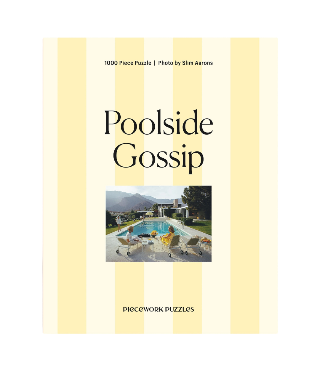Poolside Gossip puzzle cover with pool scene and text