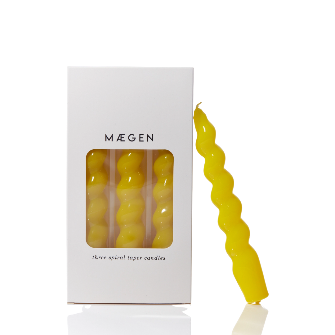 Spiral Taper Candles - 3 Pack - Yellow