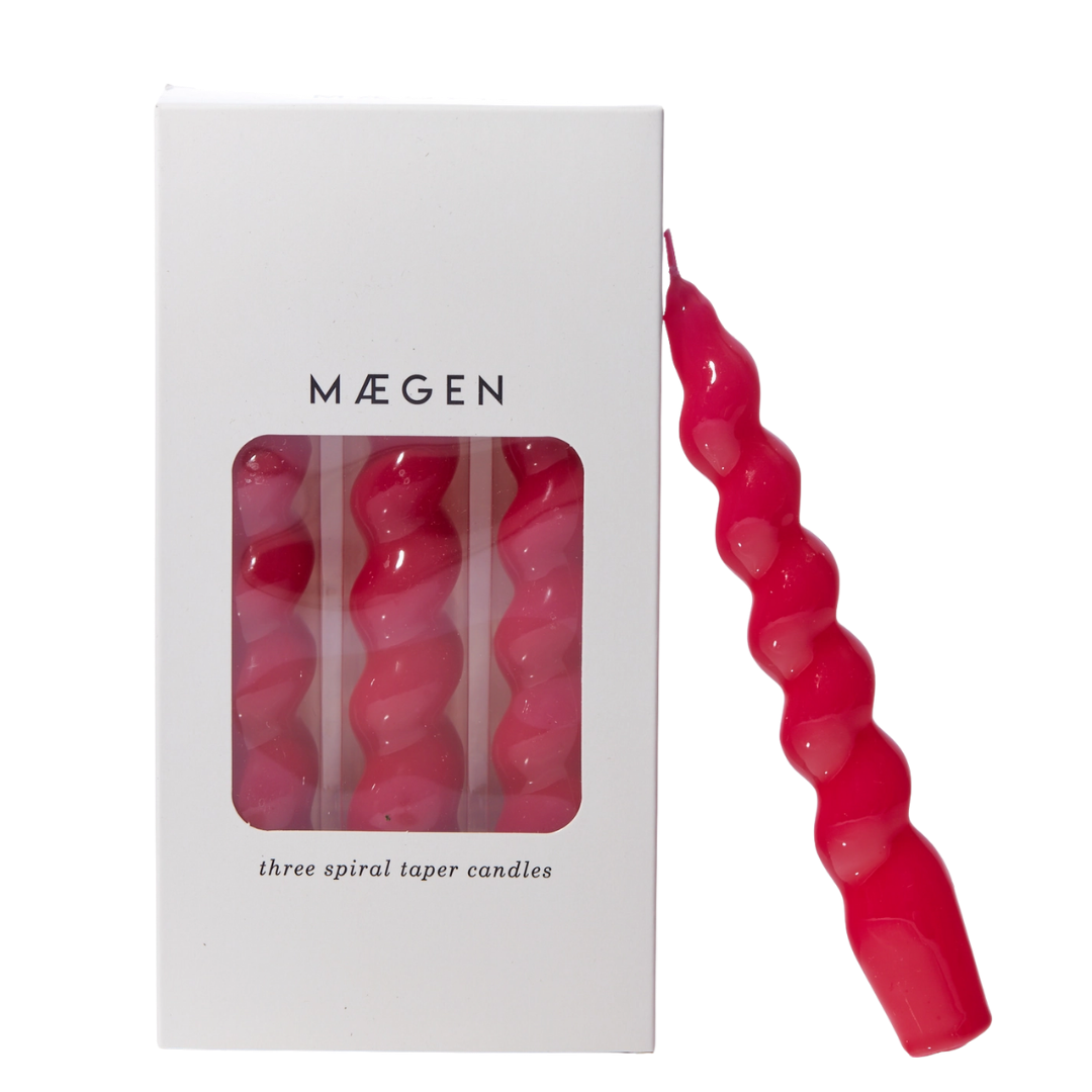 Spiral Taper Candles - 3 Pack - Magenta