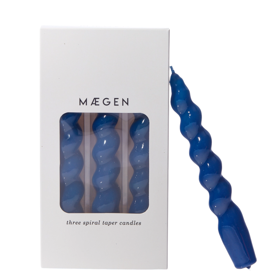 Spiral Taper Candles - 3 Pack - Navy
