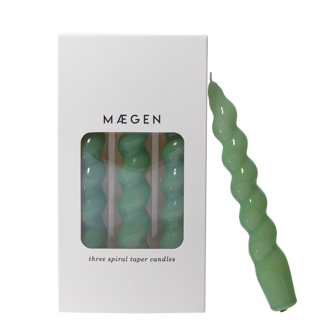 Spiral Taper Candles - 3 Pack - Sage