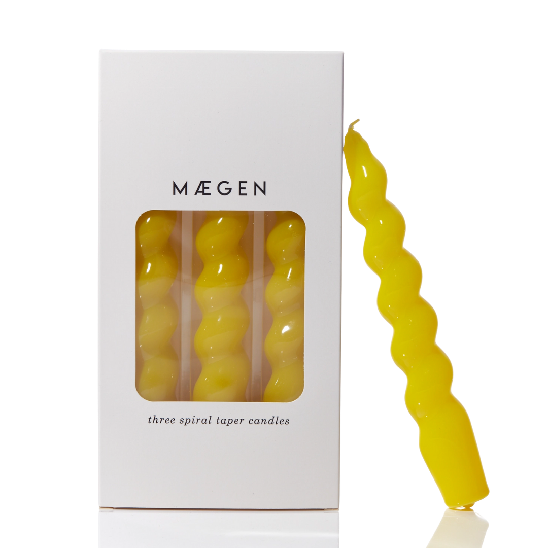 Spiral Taper Candles - 3 Pack - Yellow