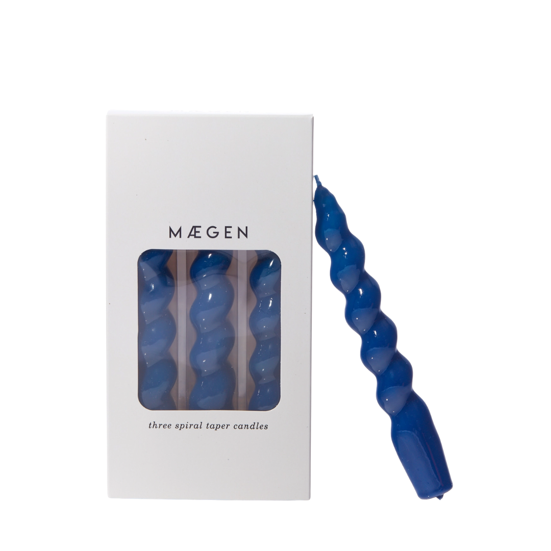 Spiral Taper Candles - 3 Pack - Navy