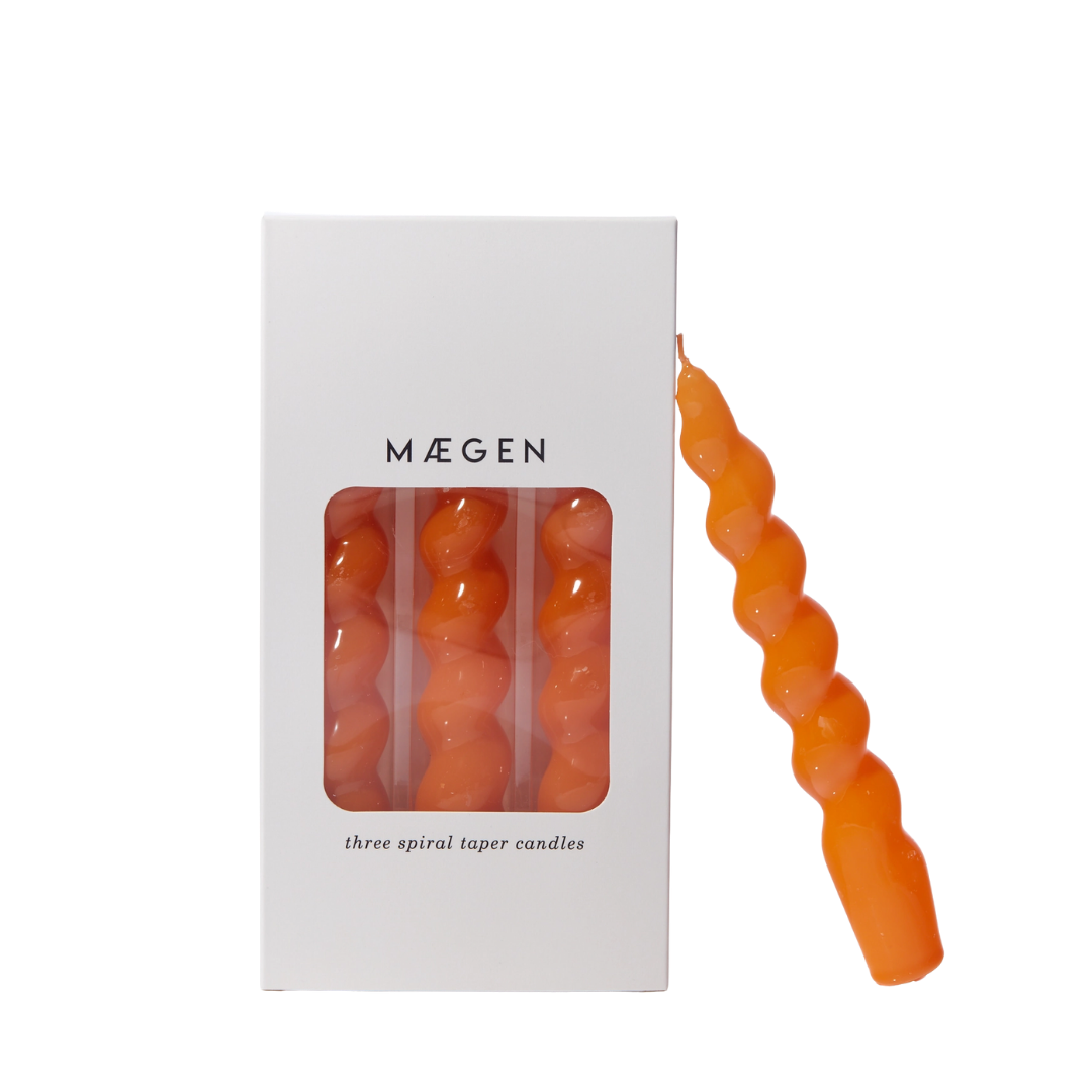 Spiral Taper Candles - 3 Pack - Tangerine