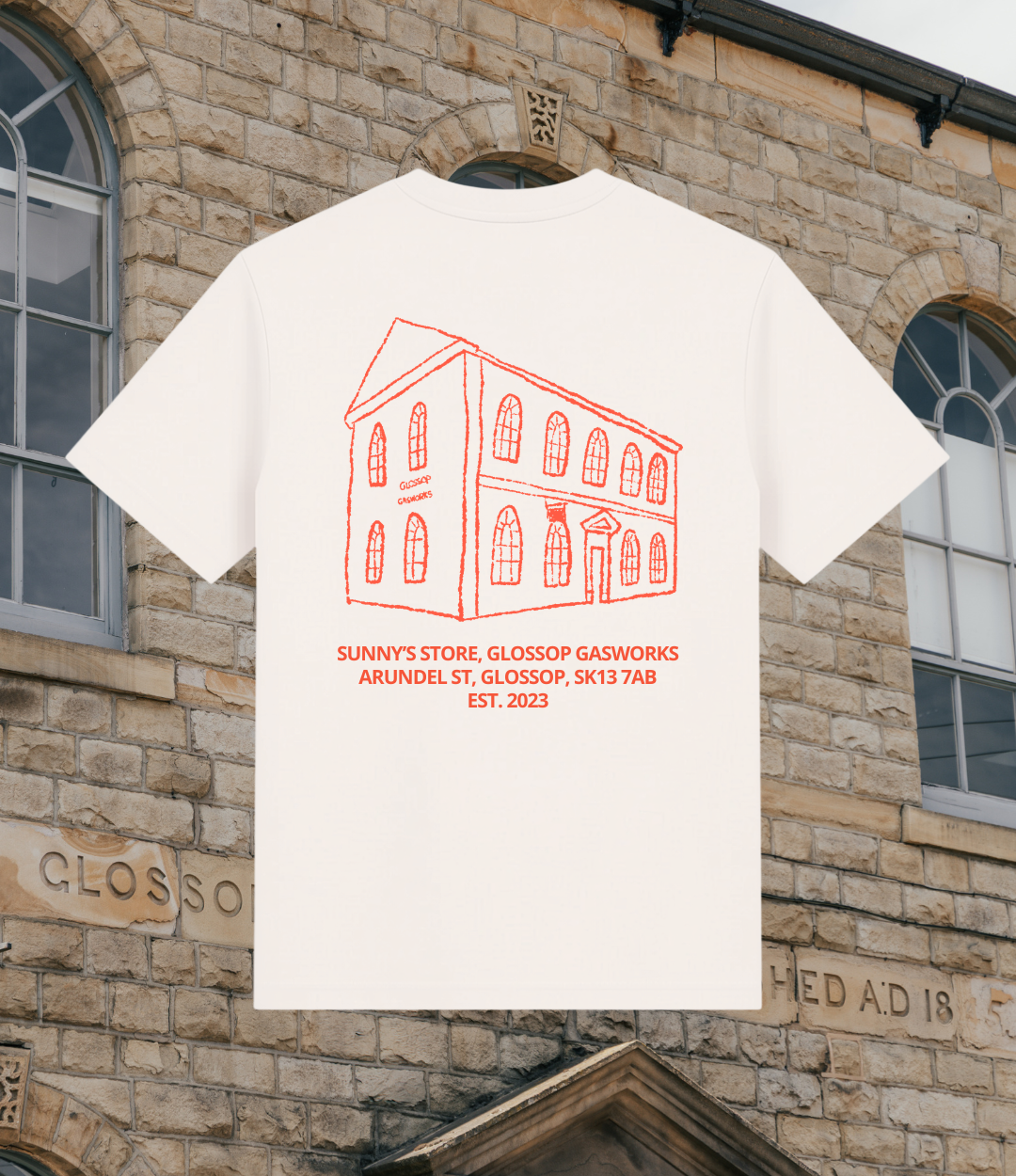 Gasworks Tee - Off White / Bright Orange