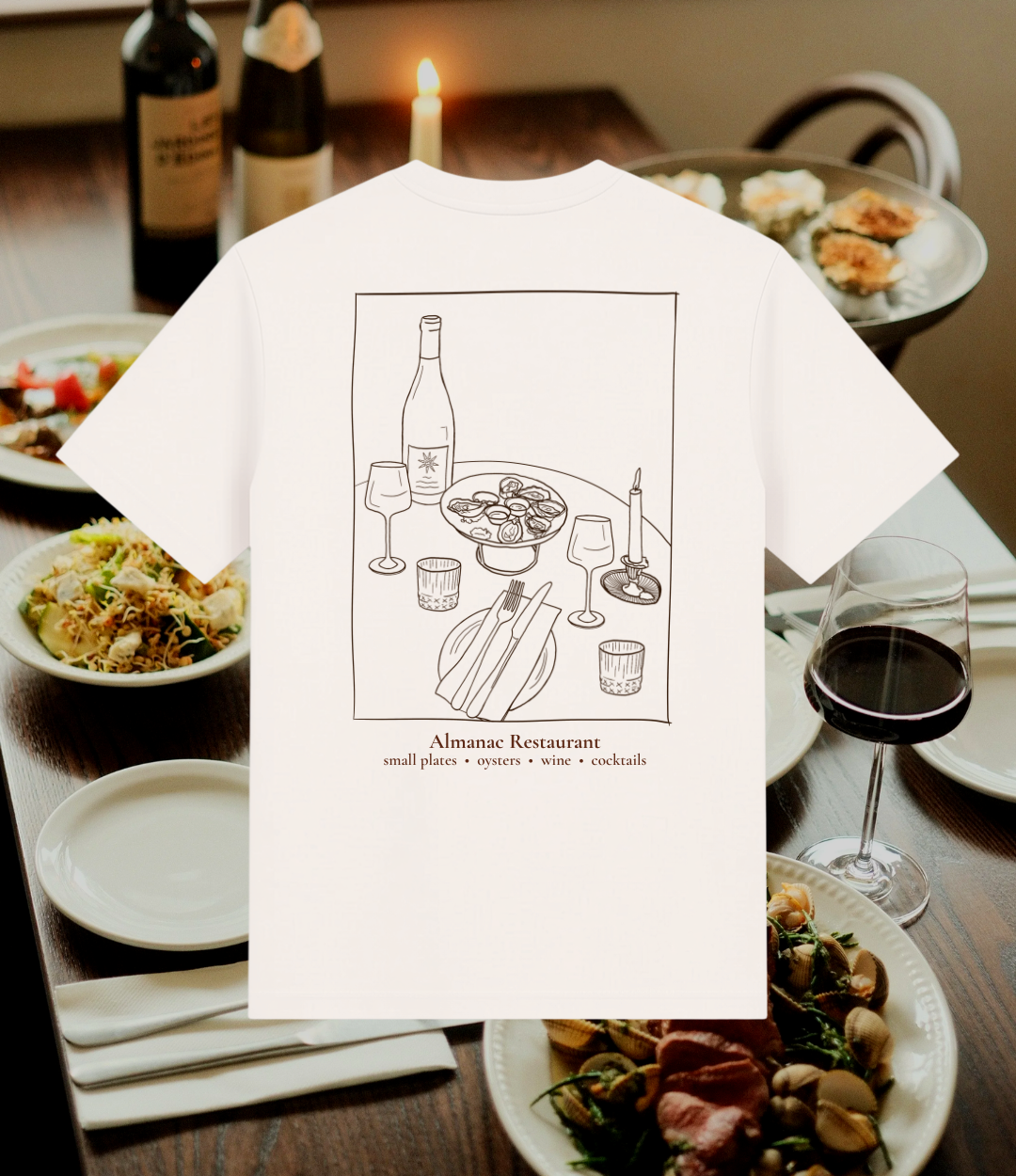 Sunny's x Almanac Tee - Off White / Chocolate Brown