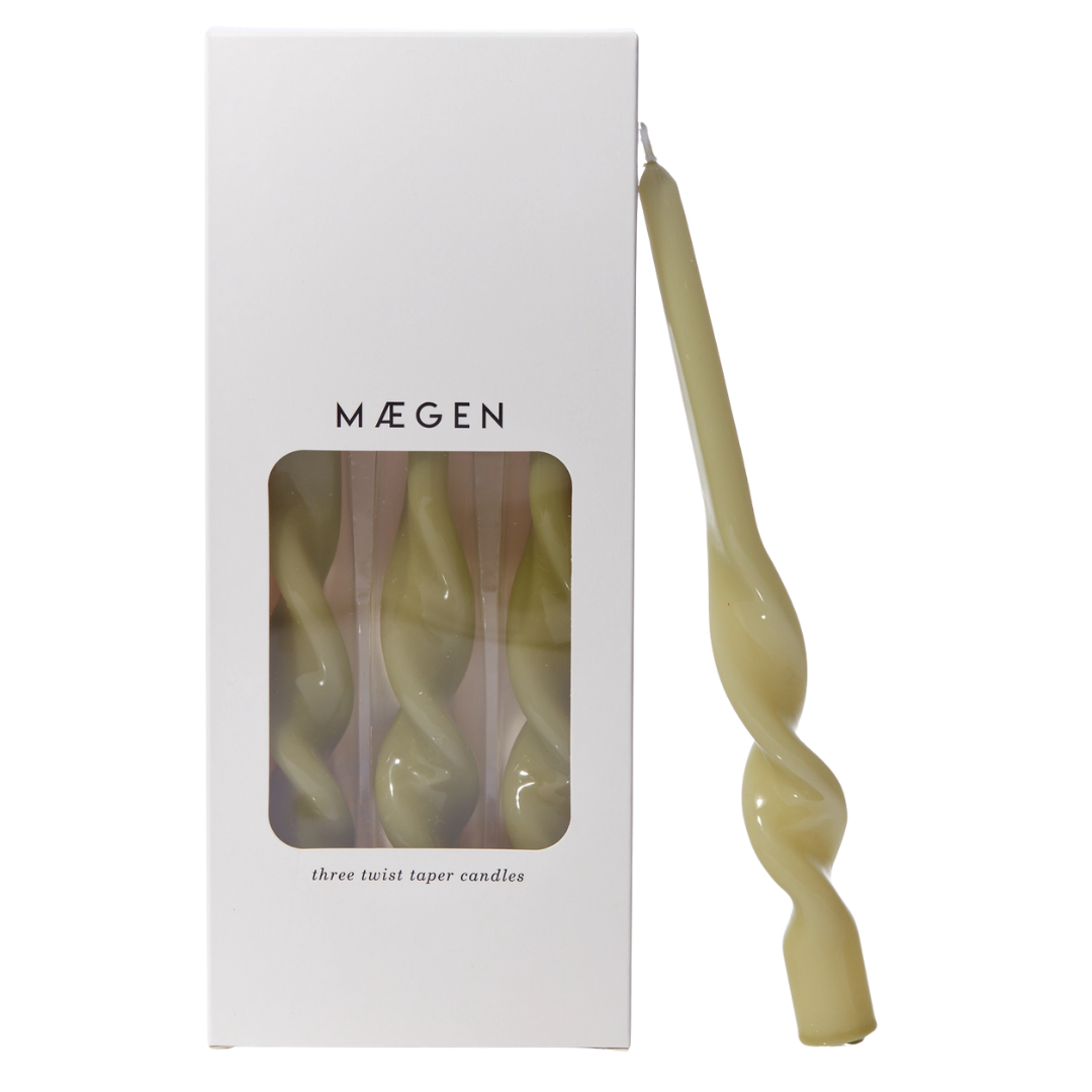 Twist Taper Candles - 3 Pack - Leaf Green