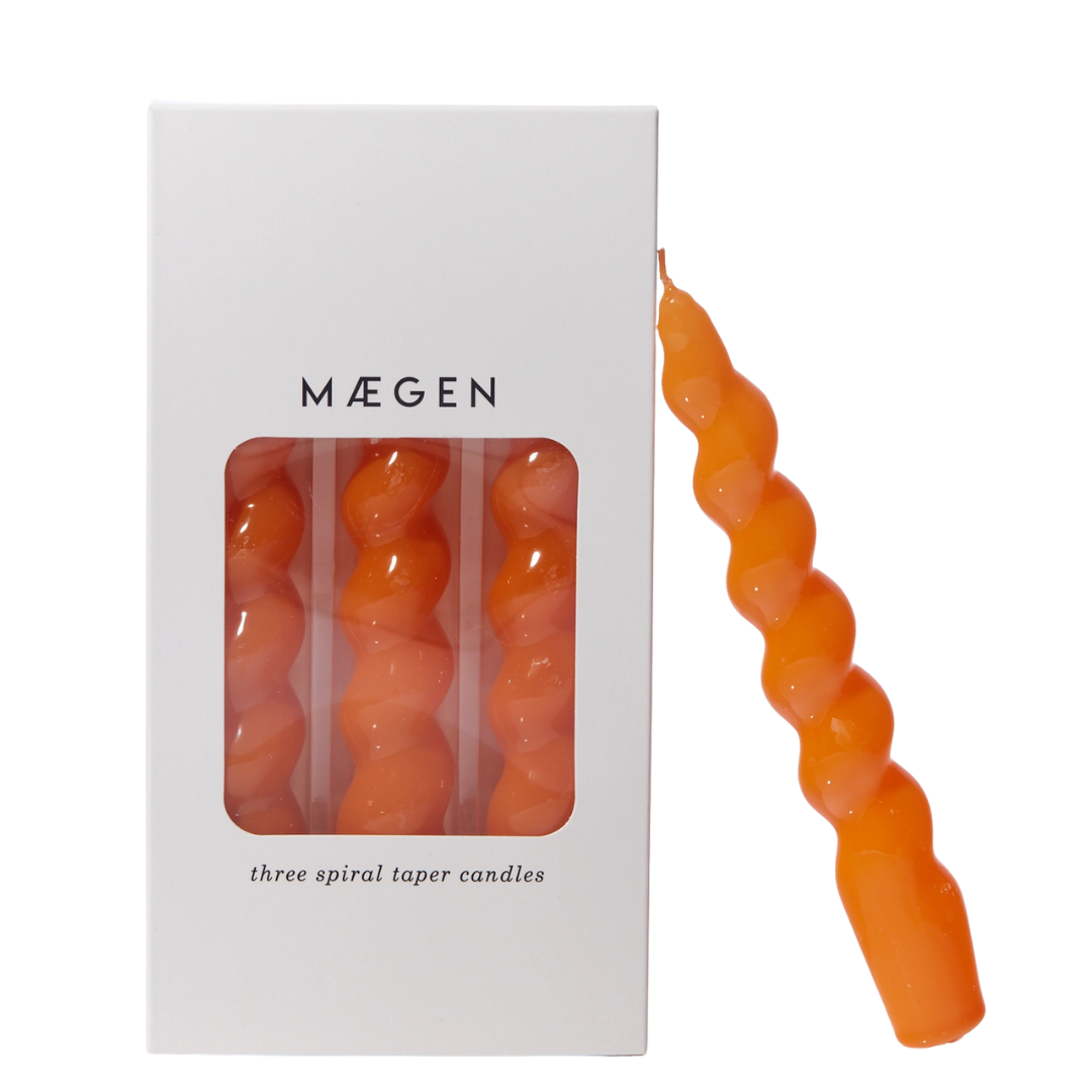 Spiral Taper Candles - 3 Pack - Tangerine