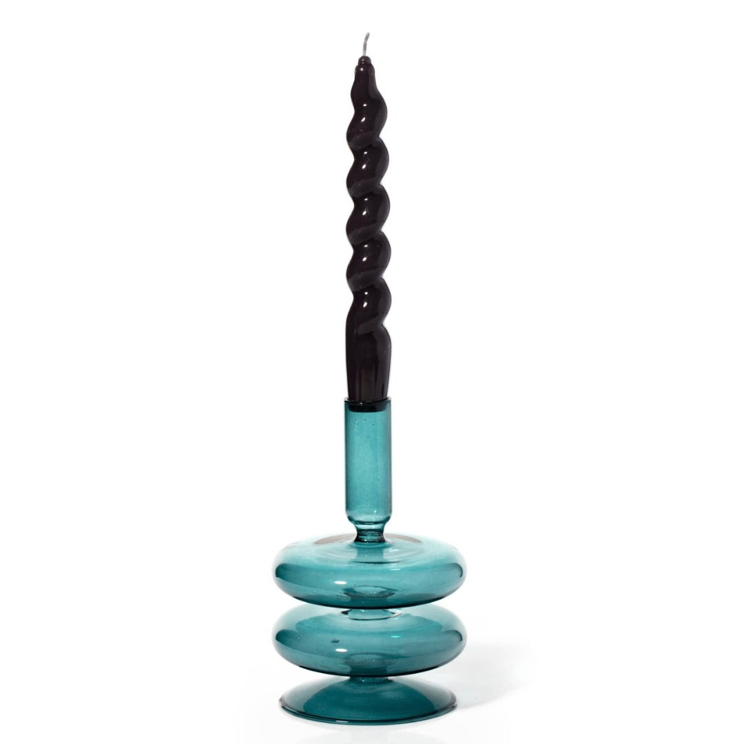 Tapered Candle Holder - Coloured Glass