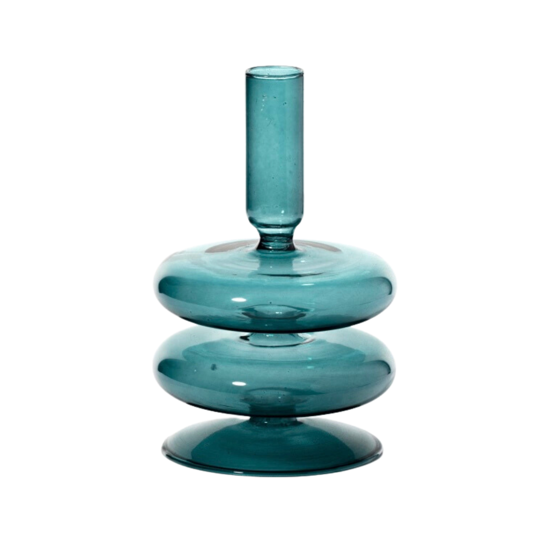 Tapered Candle Holder - Coloured Glass