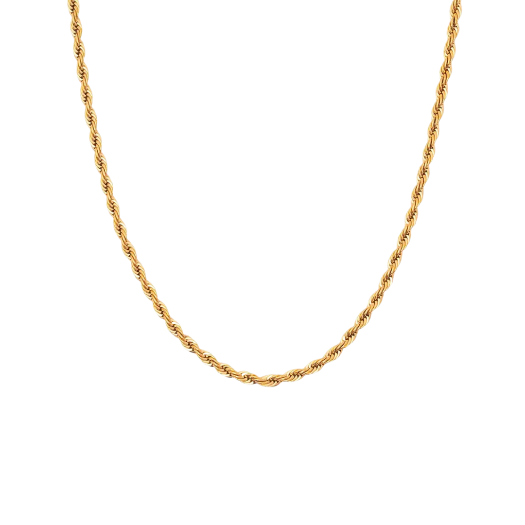 Gold Rope Twist Chain Necklace - Waterproof