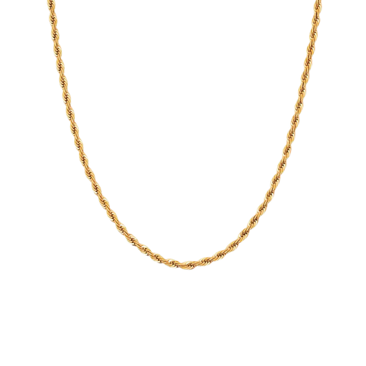 Gold Rope Twist Chain Necklace, Waterproof
