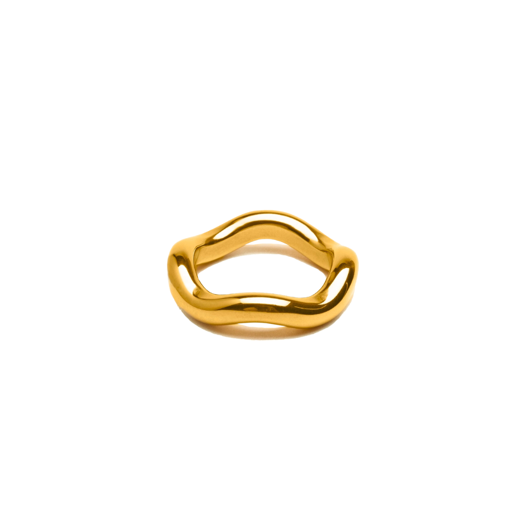 Gold Irregular Band Ring, Waterproof