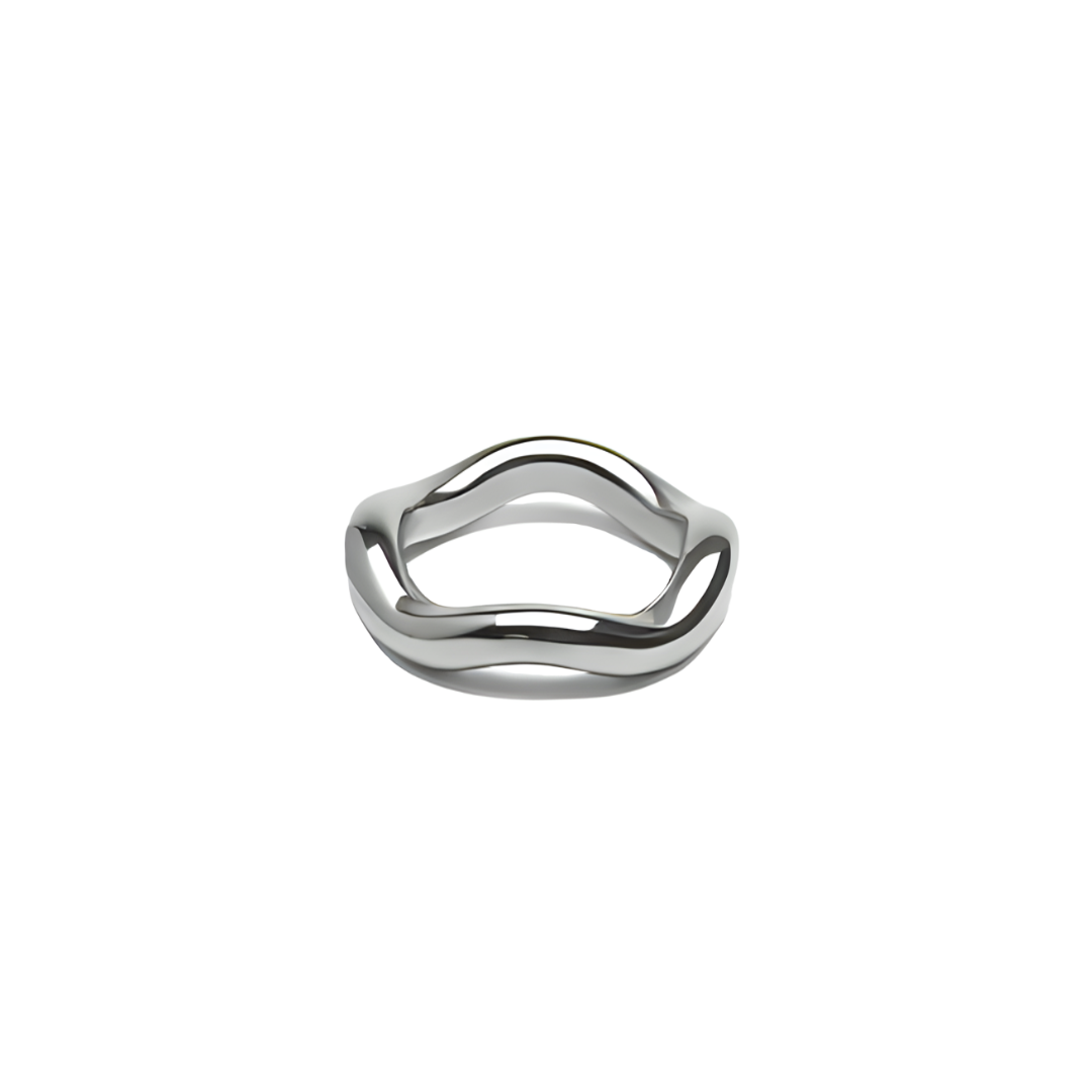 Silver Irregular Band Ring, Waterproof