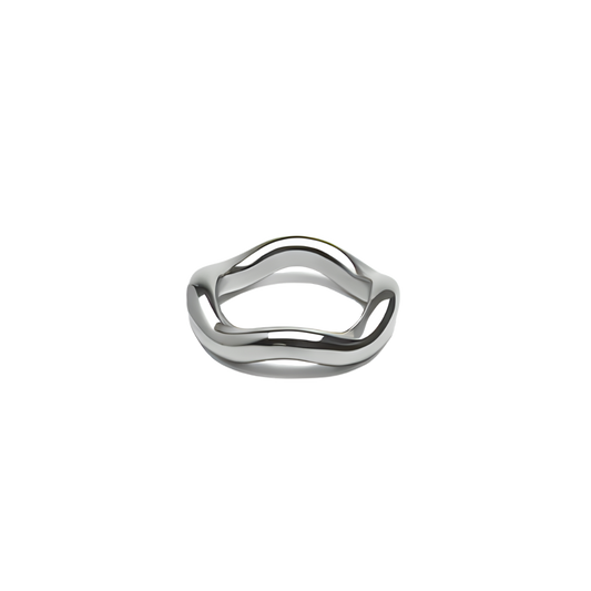 Silver Irregular Band Ring, Waterproof