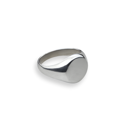 Silver Round Signet Ring, Waterproof