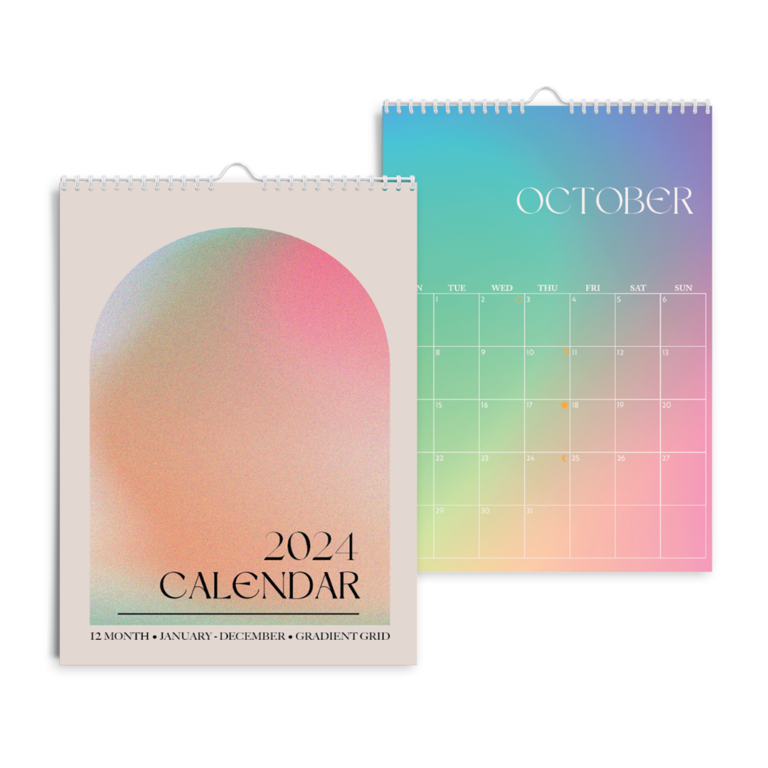 2024 Calendar Gradient Grid Sunny's